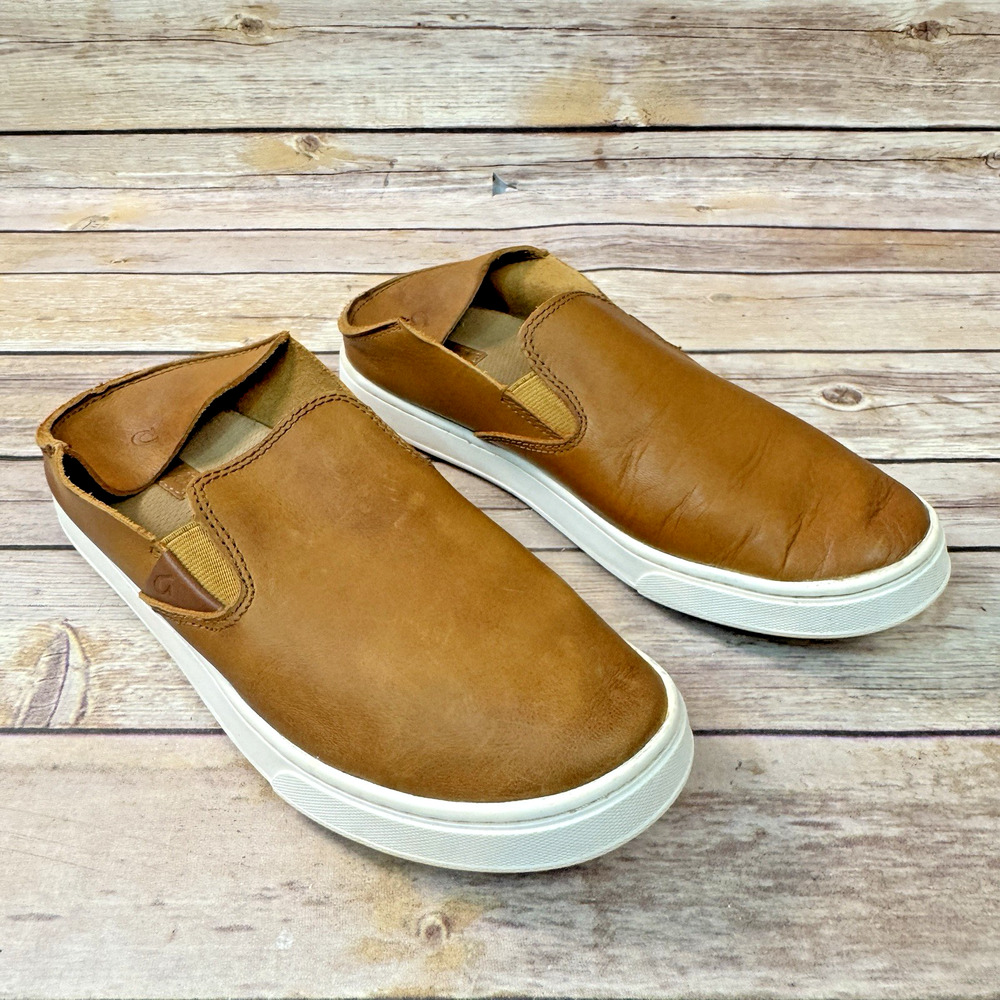 Olu Kai Womens Brown Leather FXFX Slip On Loafer Shoes 7 Casual Boat Shoes 7